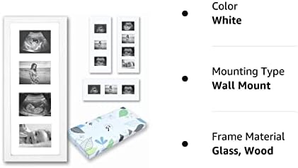 מסגרת תמונה של אולטרסאונד לתינוק | מסגרת תמונה של סונוגרמה מעץ לבן מעץ 3 או 4 תמונות | אנכי או אופקי | מסגרת